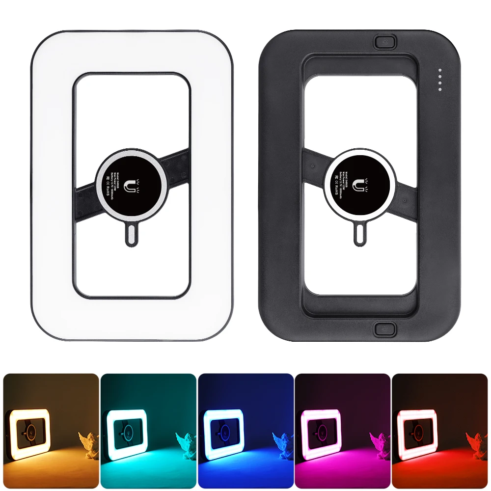 Anello Luce Portatile Ricaricabile Per Selfie – Bicolore 10'', Batteria 4400mAh, Dimmerabile 0-100%, Compatibile Smartphone E Fotocamera