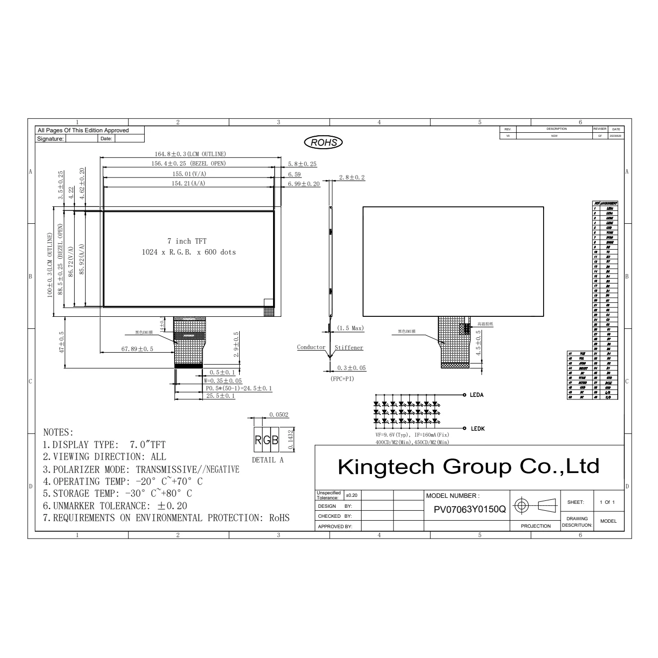 lcd touch screen 7 inch 7.0 inch screen module lcd touch panel 7.0-inch Lcd Display