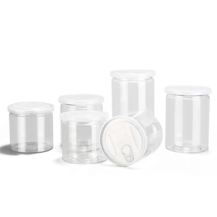 Cosmetic Jars Food Storage Container 8Oz 250Ml 300Ml 500Ml Clear Pet Plastic Jars With Screw Top Lids