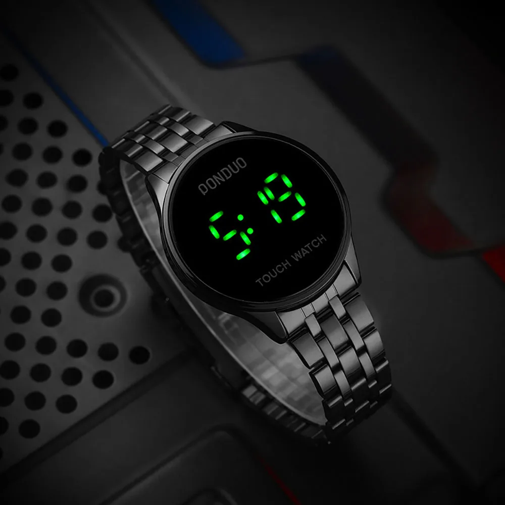 New Design Touch Screen LED Watch Digital Stainless Steel Band Wrist Led Watch