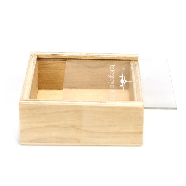Custom Size Unfinished Small Wooden Storage Box with Sliding Lid for Packaging