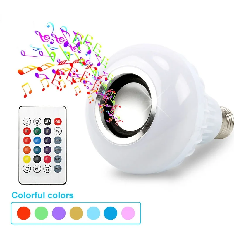 Remote Control Music RGB E27 RGBW Strobe Light Led Bulb with Speaker