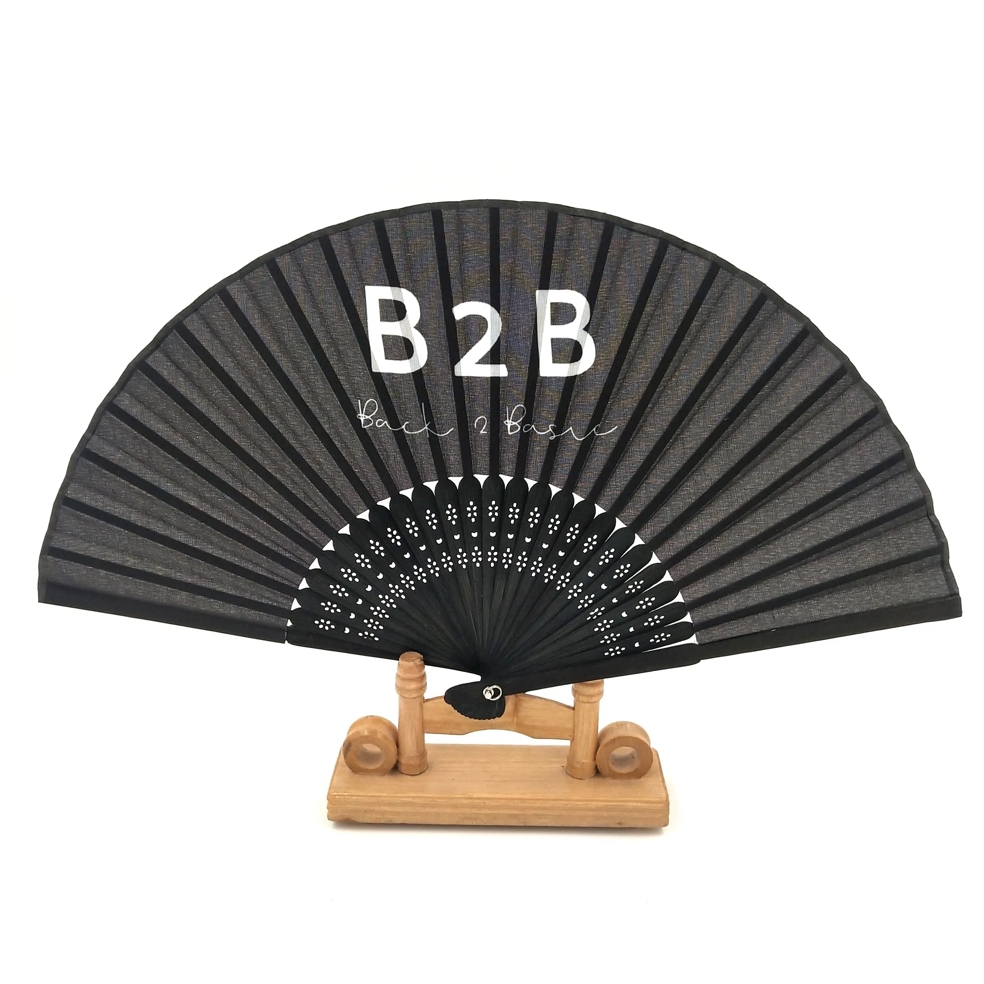 High Quality Bamboo Fabric Paper Fans Custom Hand Held fan for 2020 Navidad