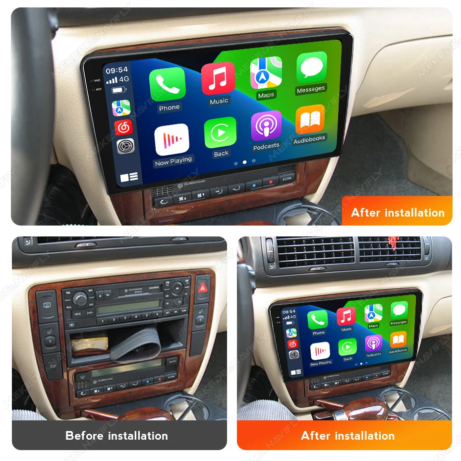 MEKEDE Car QLED Screen FM AM ADAS DVR 8core WiFi 4G LTE 8+256G Car-play Auto for VW Passat B5 360 Camera Navigation System