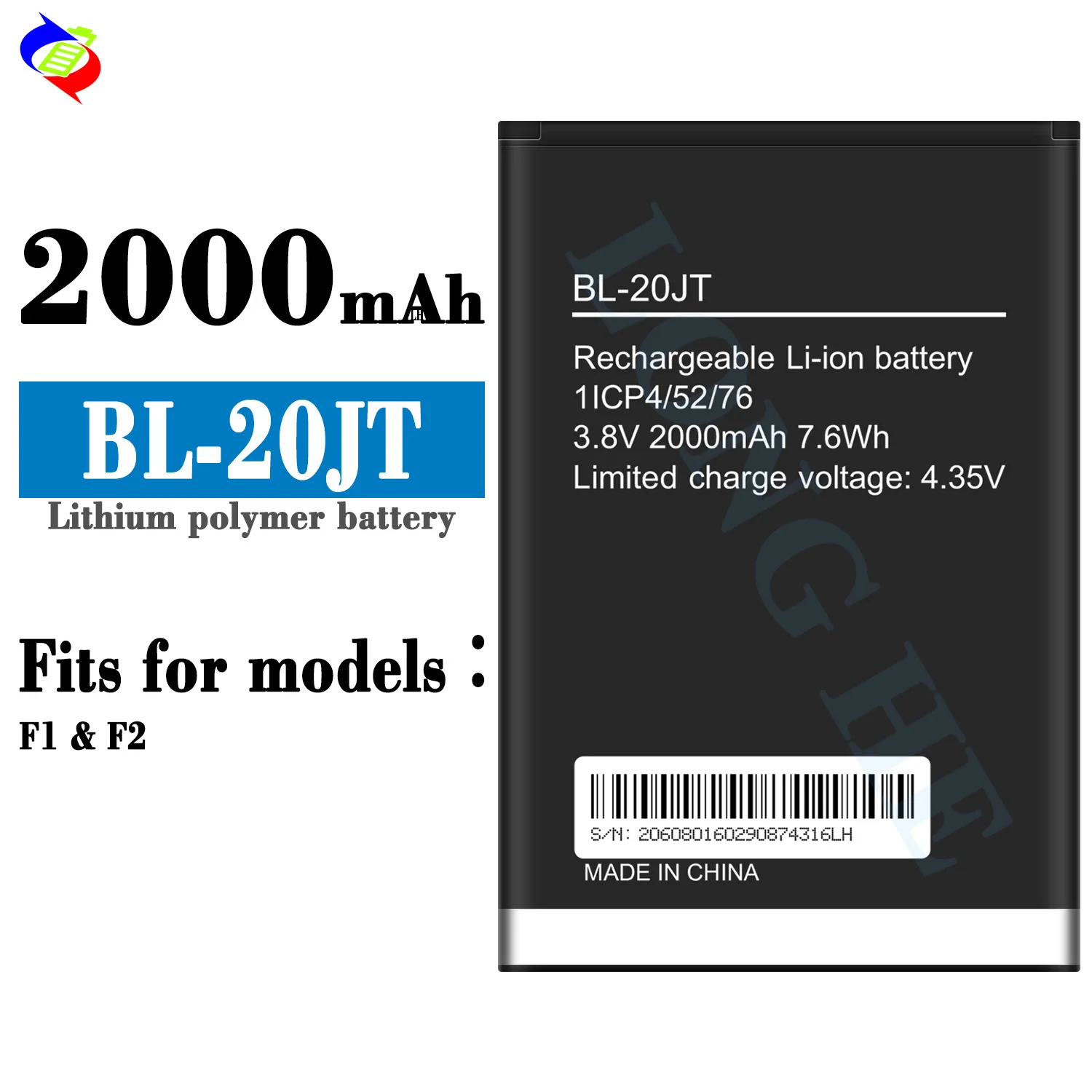 OEM Mobile Phone Battery for Tecno F2 BL-20JT F1 2000mah