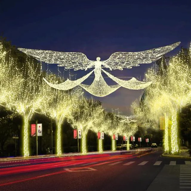 Wholesale 2D outdoor festival holiday new year Ramadan Christmas street decoration pole led sculpture wire frame motif light