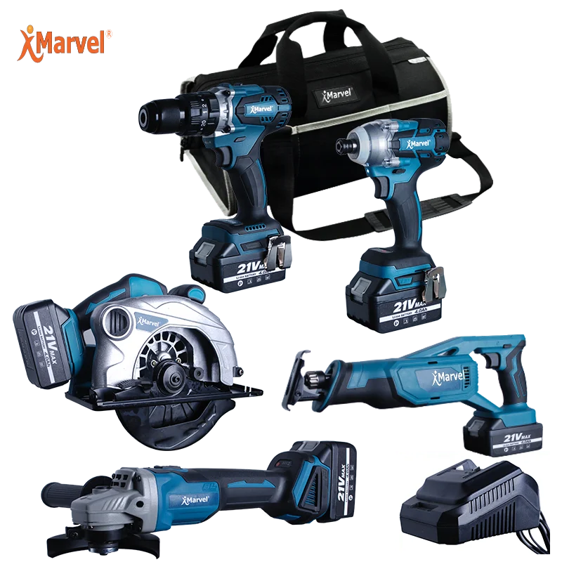 Marvel Tools Hight Quality 3 in 1 Set 18v 21v Brushless Cordless Lithium-lon 15-tool Combo Kit Cordless