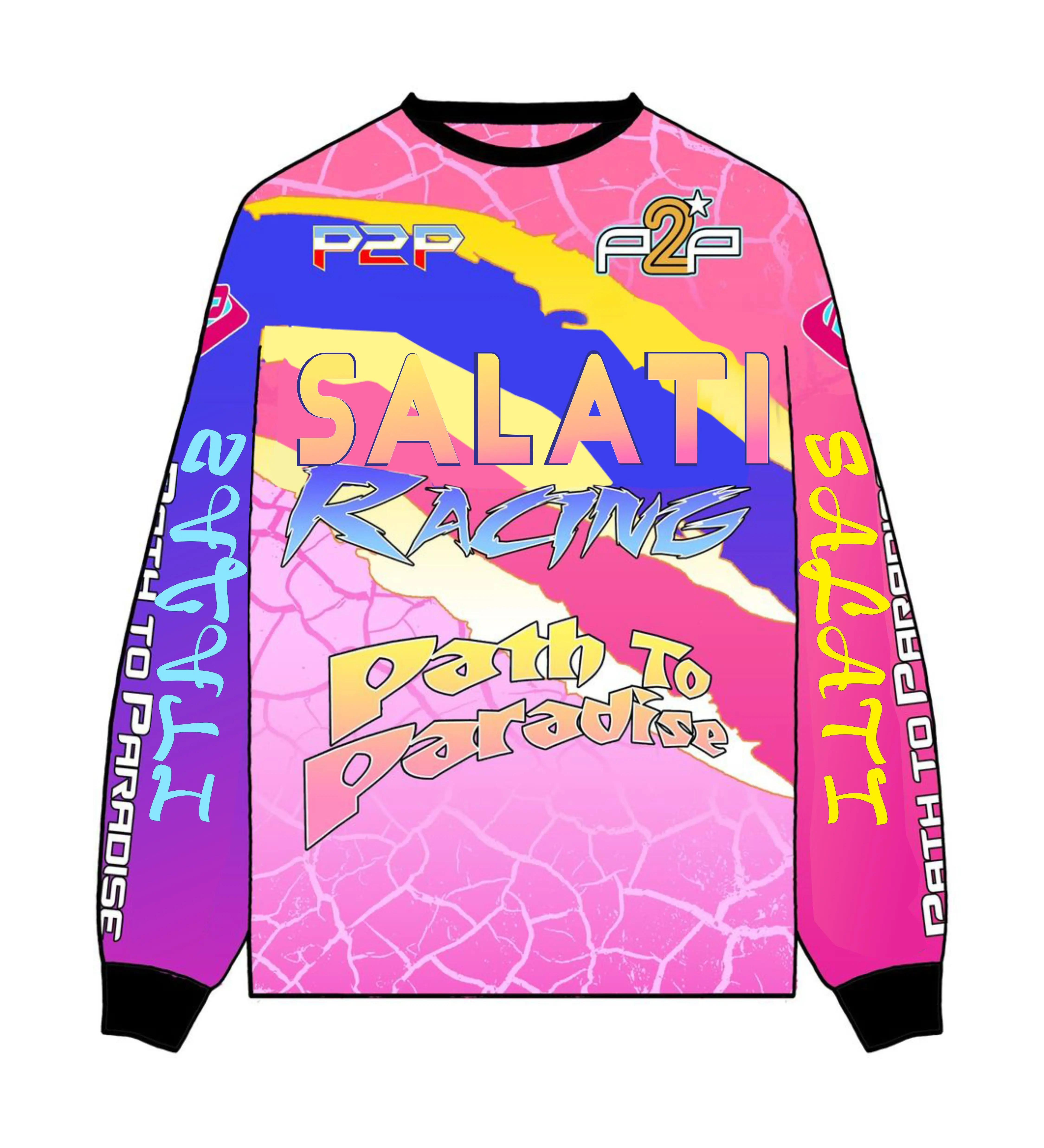 Salati Custom Gradient Cotton All Over Print Oversized Drop Shoulder Boxy Long Sleeve T Shirts Retro Racing Motocross Jersey Men gallery 7