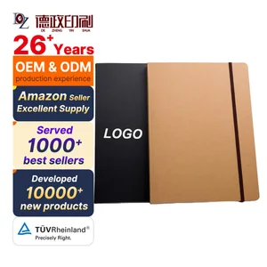 Premium Lay Flat Binding A5 Kraft Paper Notebook with Elastic Band for Office School Journaling Writing Sketching
