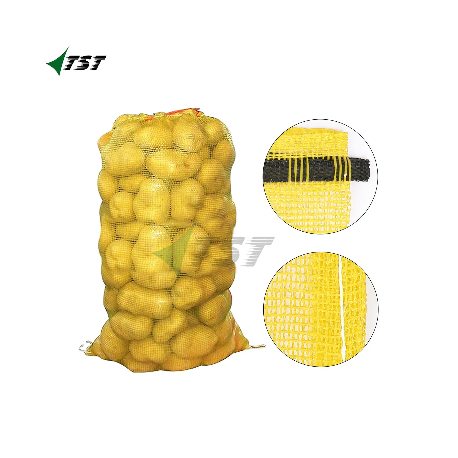 Packing Onion Garlic Potatoes Vegetables and Fruits Plastic Wholesale Price Leno Mesh Bag with Custom Drawstrings