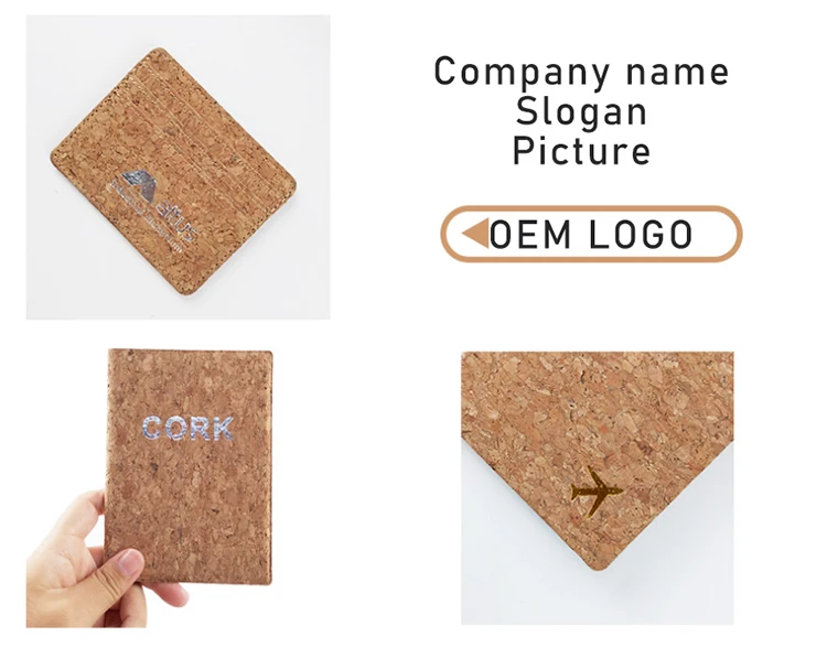 Custom Logo Cork Grain Passport Holder And Luggage Tag For Traveling