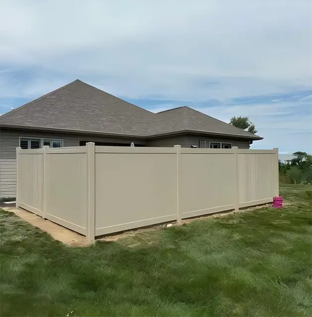 Tan Vinyl Fence Is Sturdy, Durable, Easy to Install, and Widely Popular