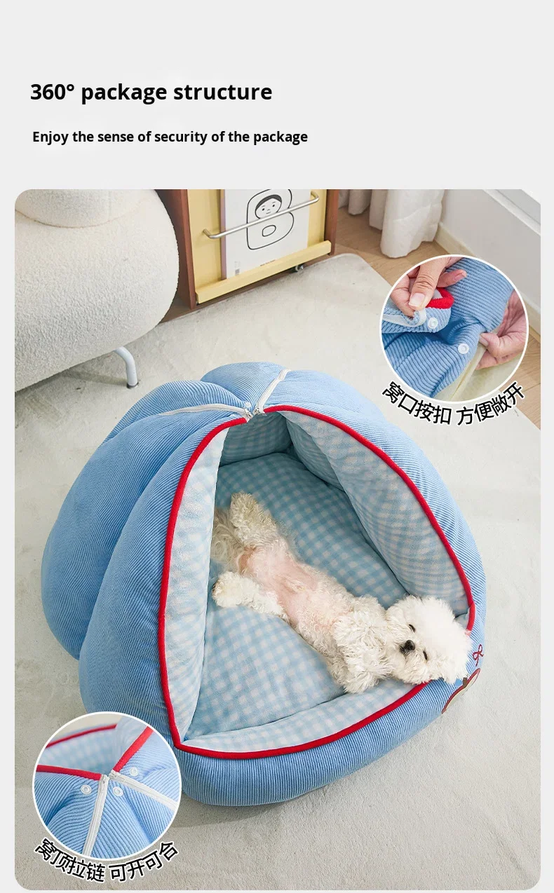 New Dog House Semi-closed Winter Thickened Warm Security Pet House Sleeping Mat Sofa cat Bed Villa factory