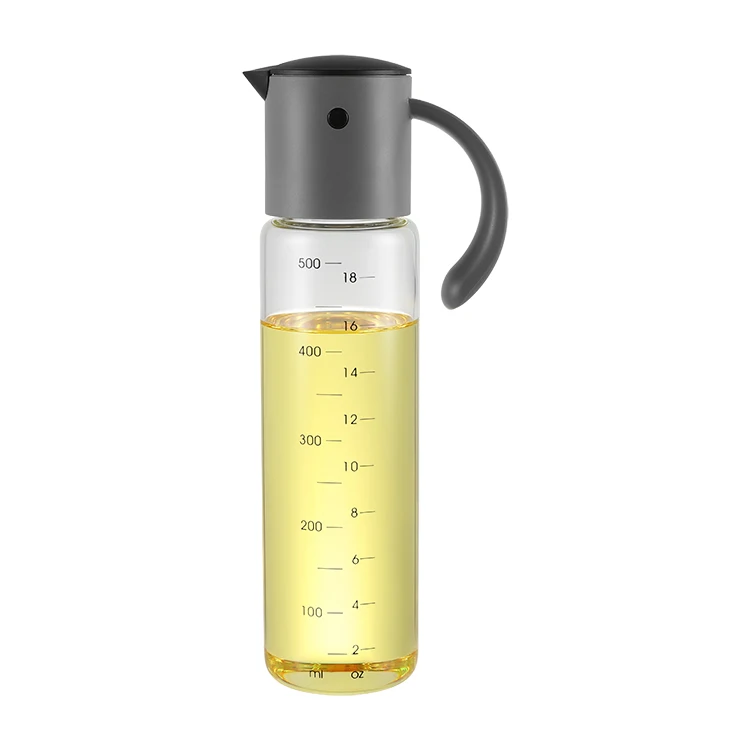 New Design 500ml Multiple Color Automatic Gravity Glass Oil and Vinegar Dispenser with Measure on Glass Bottle