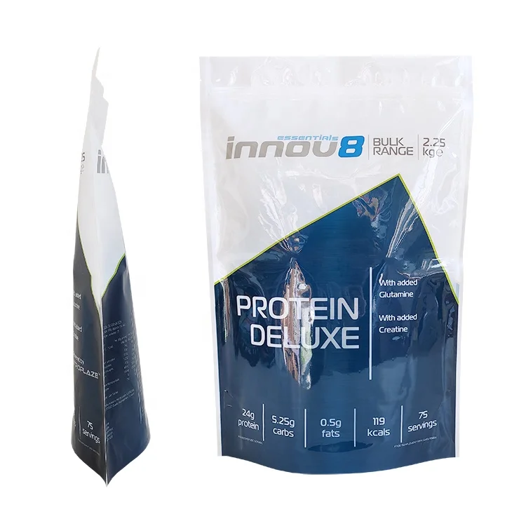 Extra Barrier PVDC Coated KPET Multilayer Plastic Stand up Zip Lock Pouch  Supplements Powder Whey Protein Packaging Custom Bags