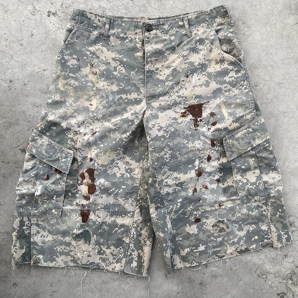 Manufacturer Camouflage Distressed Baggy Denim Short Pants Custom