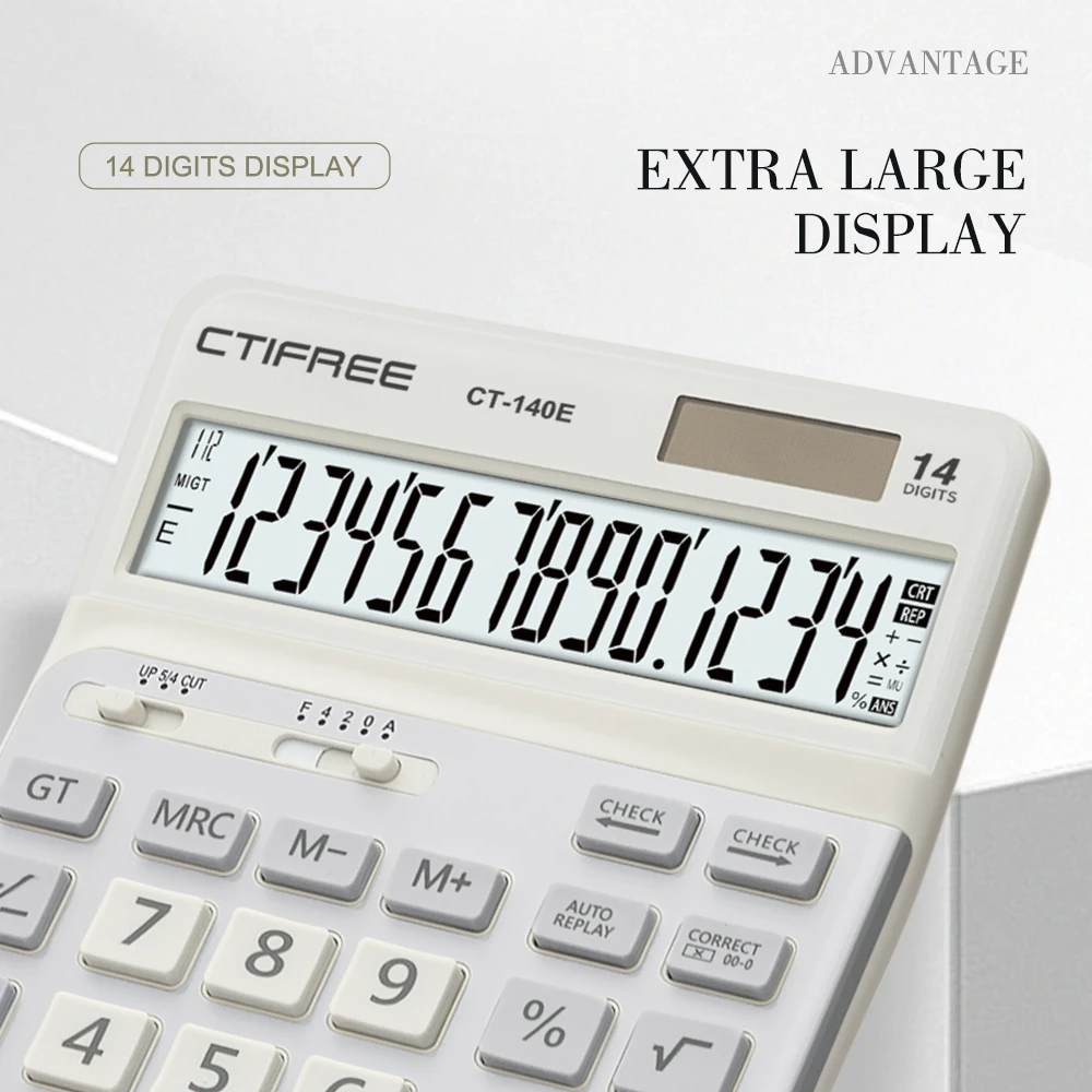 2024 Ctifree Big Calculator Keyboard 14 Digit Dual Power Handheld 2 Degrees Tilt Angle Large Electric Calculator for Diary
