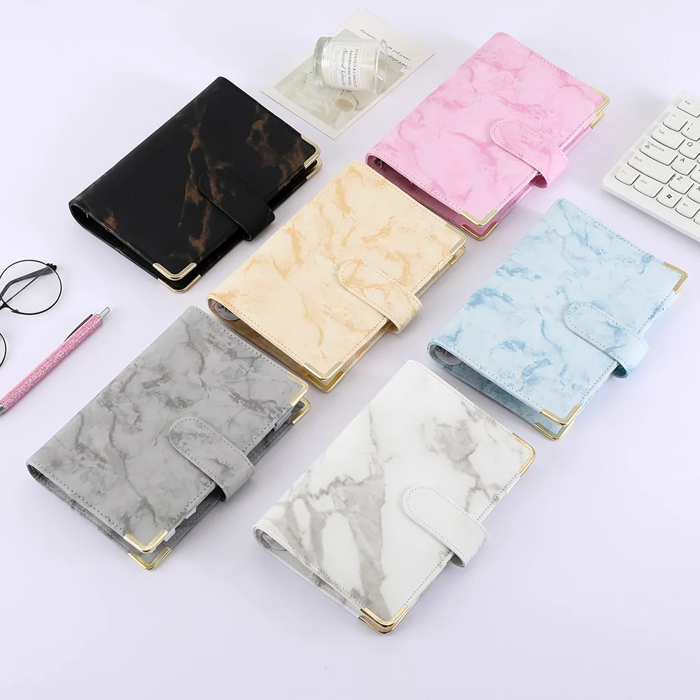 Source Hot Selling 6 Ring Colored marble Leather Organizer Planner