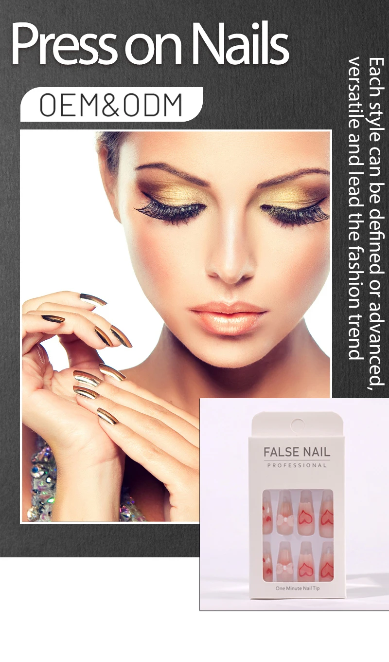 Custom Private Label Luxury Cute Designed Full Cover False Nails Press