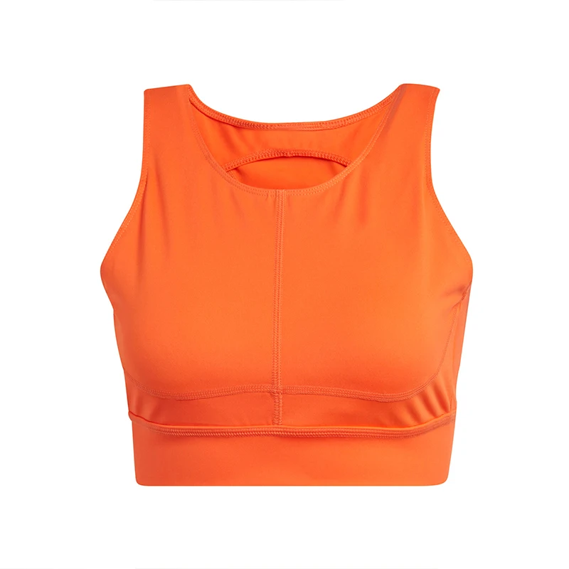 Fashion Orange Workout Fitness Breathable Plain Crop Top Yoga Bra For