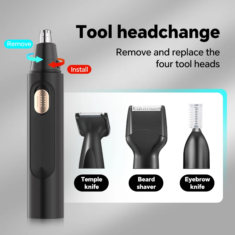 Multifunctional Four-in-One Electric Men's Hair Clipper Set Nose Ear Trimmer for Household RV Car Use New Cross-Border Plastic details