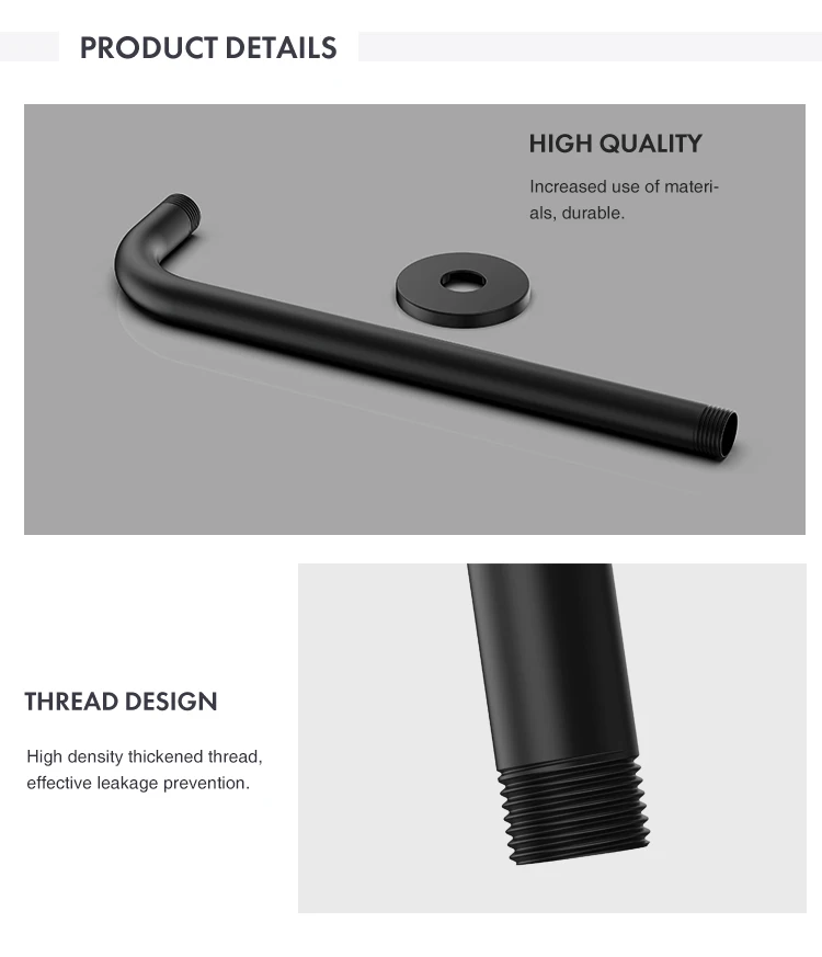 Stainless Steel Wall Mounted Round Bathroom Matt Black Shower Head Arm Rose Head Holder Buy