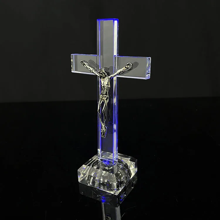 パーツ jesus Jesus Christ Led Light up Glass Standing Cross MH-15045
