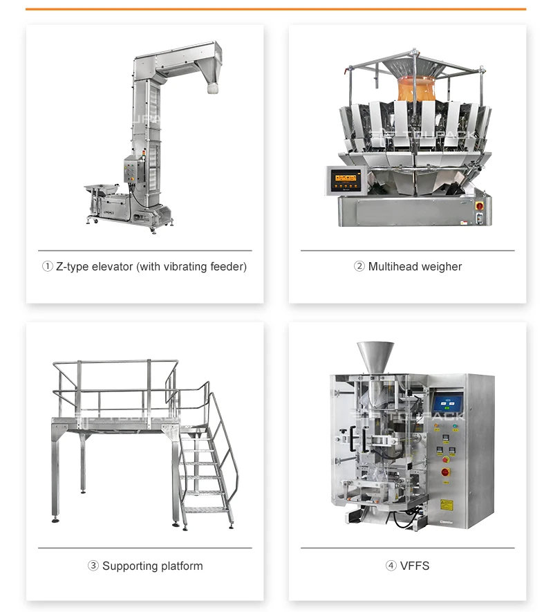 Customized Automatic Nuts Packing Machine with 10" Color Touch Screen 30-60BPM and 10g-300g Weighing Range