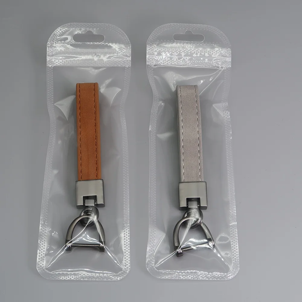 Promotion Gift Leather Key Tag Key Holder Ring Genuine Real Leather Key Chain Custom Logo Name Leather Keychain