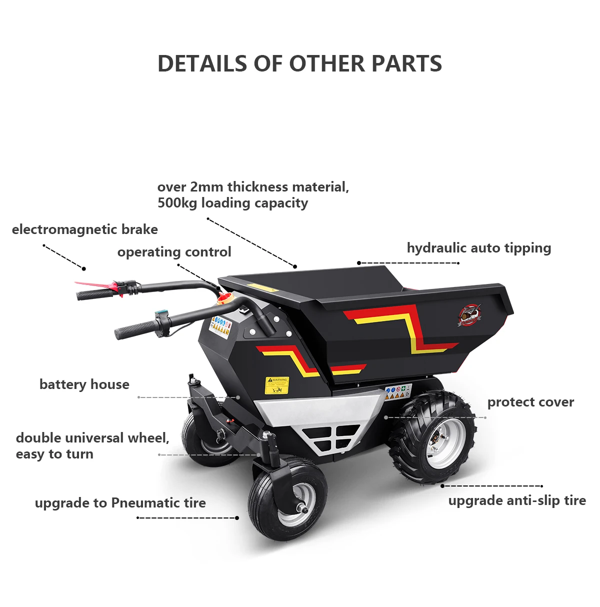 K-Maxpower Wheelbarrows with Powered Dump Electric Dump Trucks for Sustainable Construction