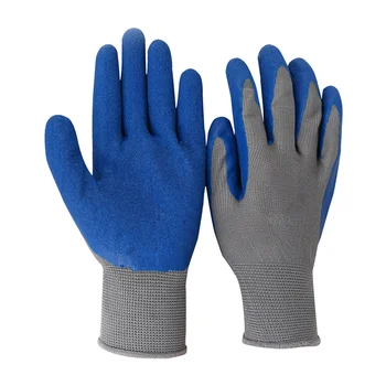 GR4001 13 gauge Gray Polyester liner rubber dipped Latex coating corrugated palm gardening safety work gloves