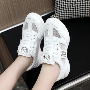 HY116 Fashion Trend Women's Shoes Summer Mesh Breathable White Shoes Casual Sports Flat Shoes