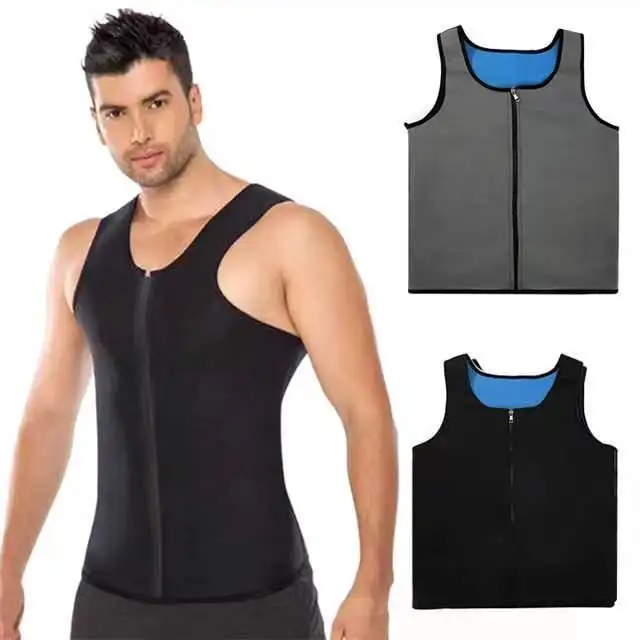 Plus-size men's elastic exercise fitness sweat suit neoprene Shapewear Sweat vest slimming waist compression corset