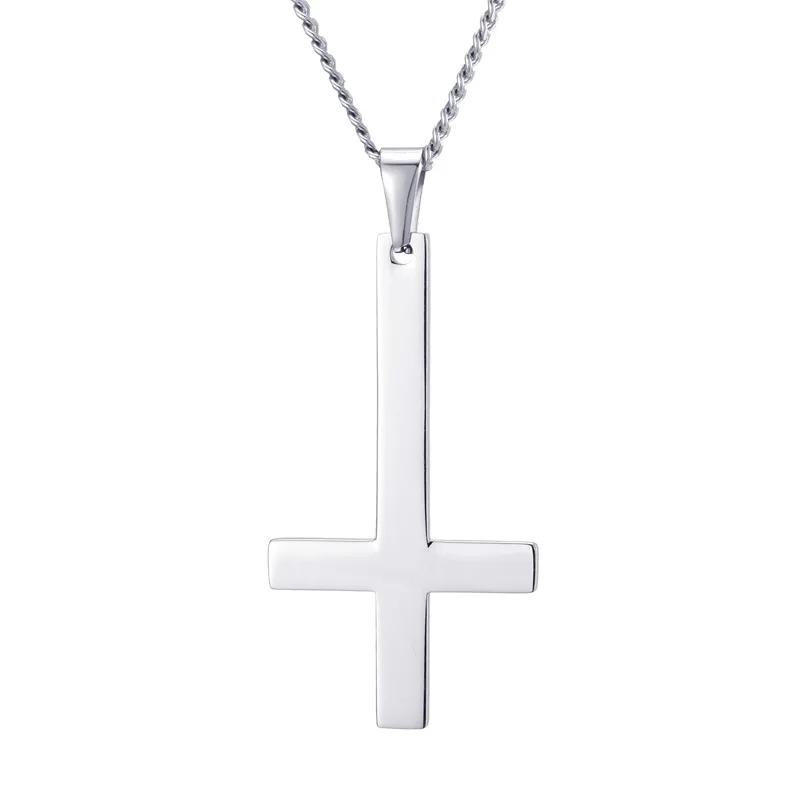 Asma Jewel House Black St Peter's Inverted Cross pendant Upside down Crux  de Sanctus Petrus Stainless Steel Necklace for men/boys