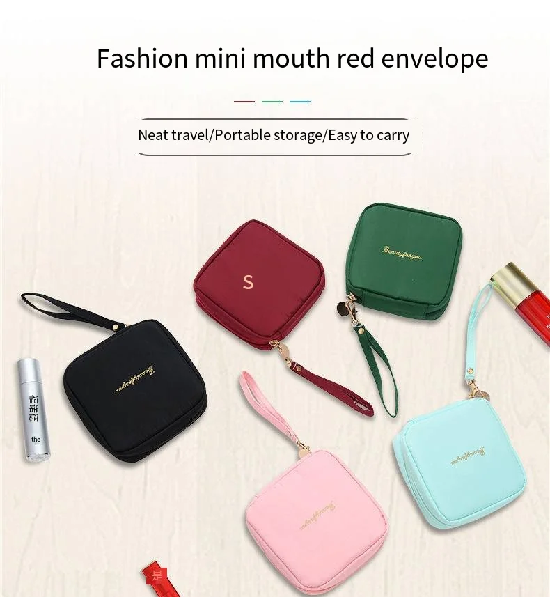 Korean version of portable tote bag Travel cosmetics foundation lipstick zipper eyebrow pencil stationery storage bag details