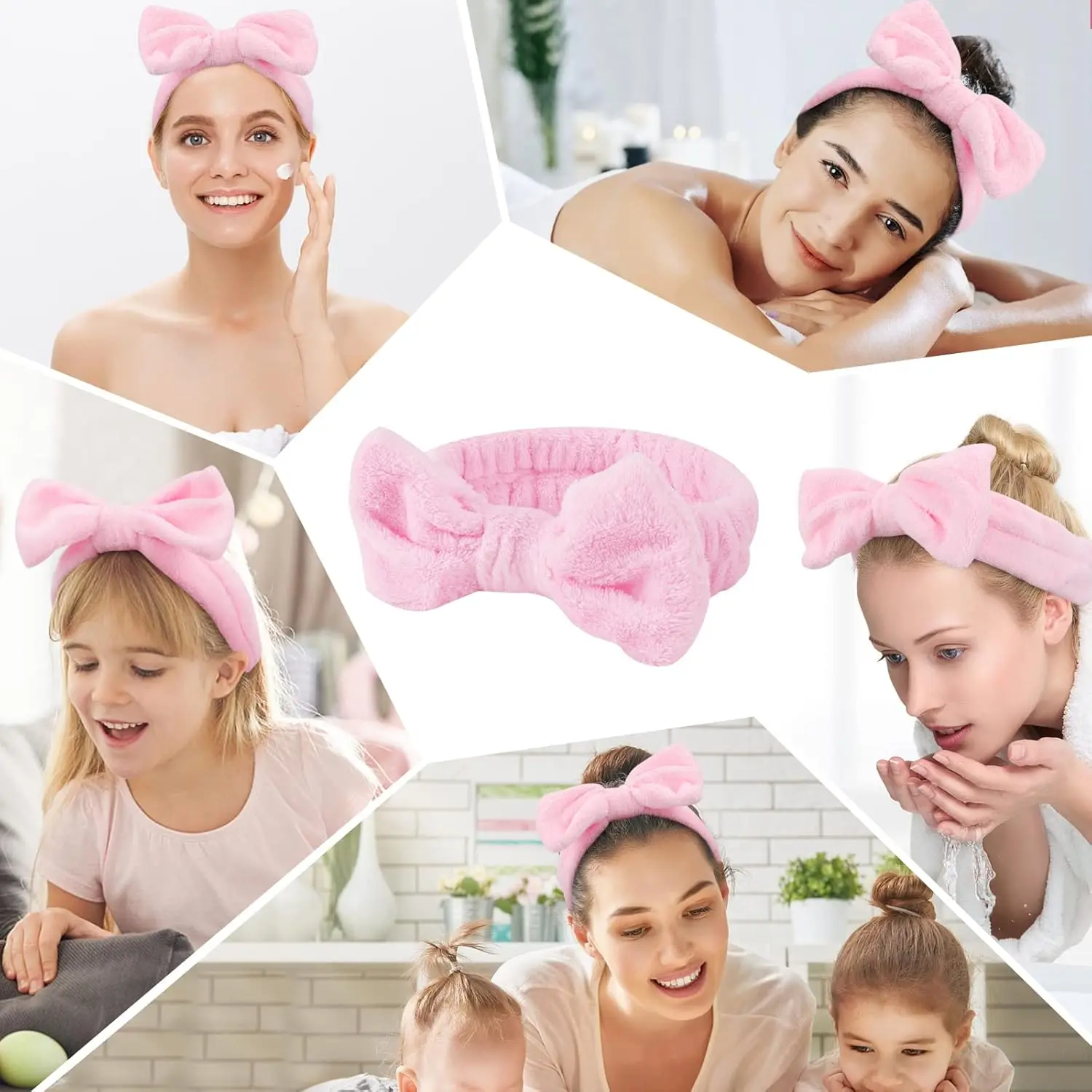 Bowknot Spa Headband Soft Coral Fleece Facial Hair Wrap