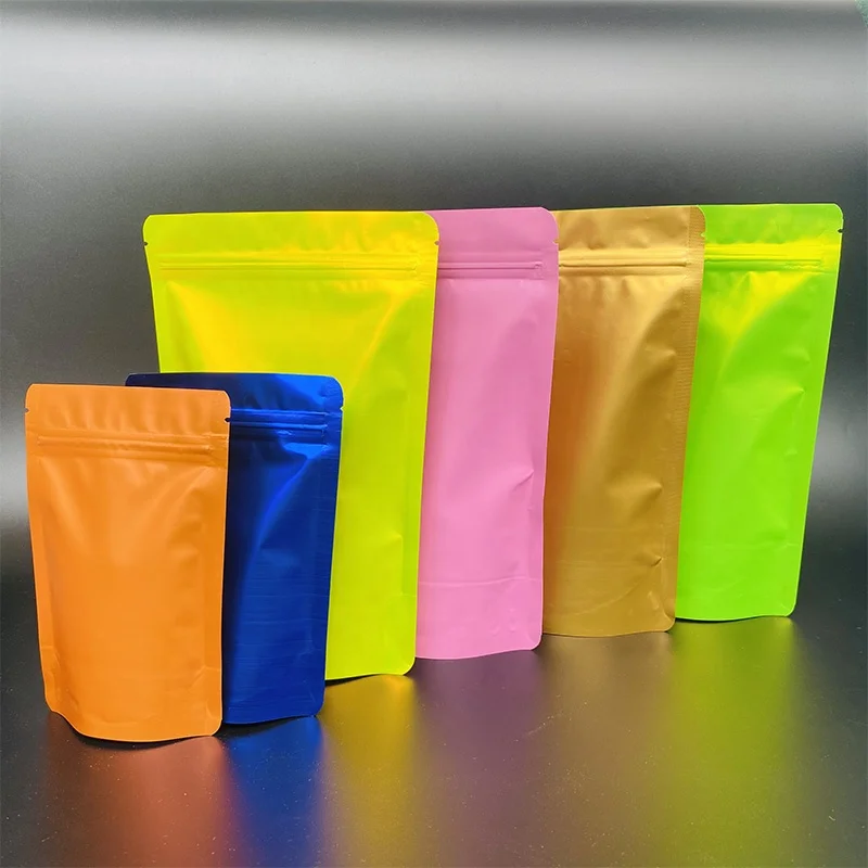 100 Pack Resealable Color Pouches Stand Up Matte Ziplock Bags For Food ...