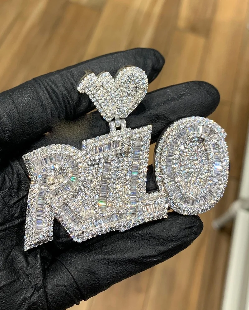 Custom Gold Plated Name Necklace with Moissanite Diamond Pendant