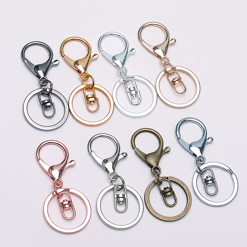 Silver Color Lobster Clasp Split DIY Key Ring Jewelry Making Key Hooks Keychain 