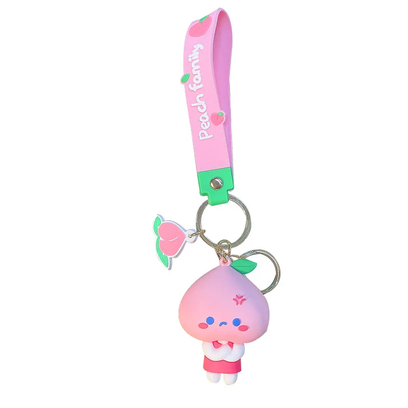 Original Cute Pink Peach Family Keychain Cartoon Pvc Dropper Doll Bag ...