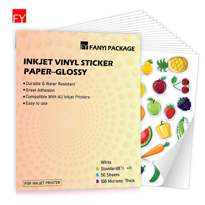  Printable Vinyl Sticker Paper for Inkjet Printer - 50