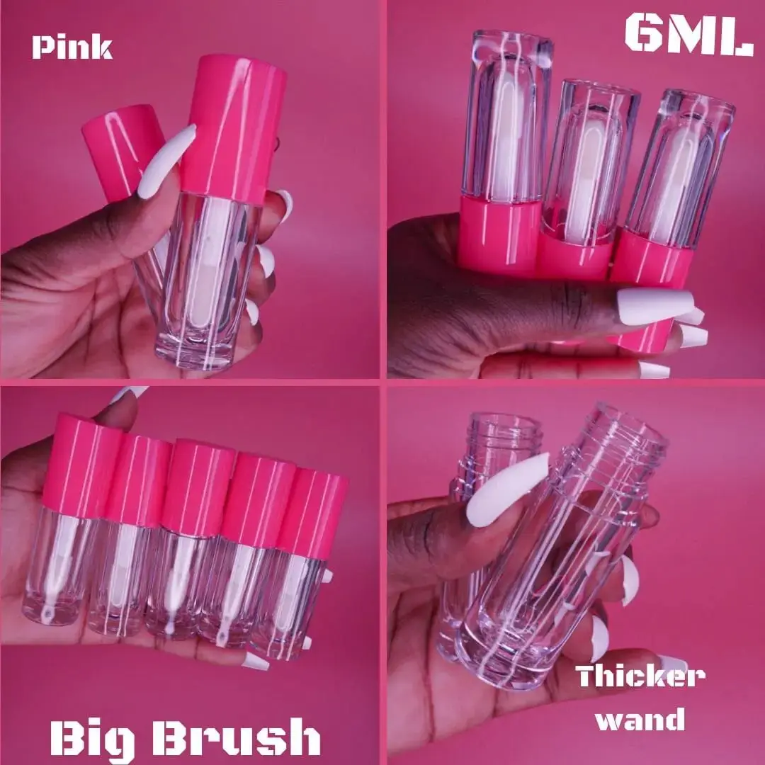 Popular 6ml Round Lip Gloss Containers Large Capacity Pink White Black