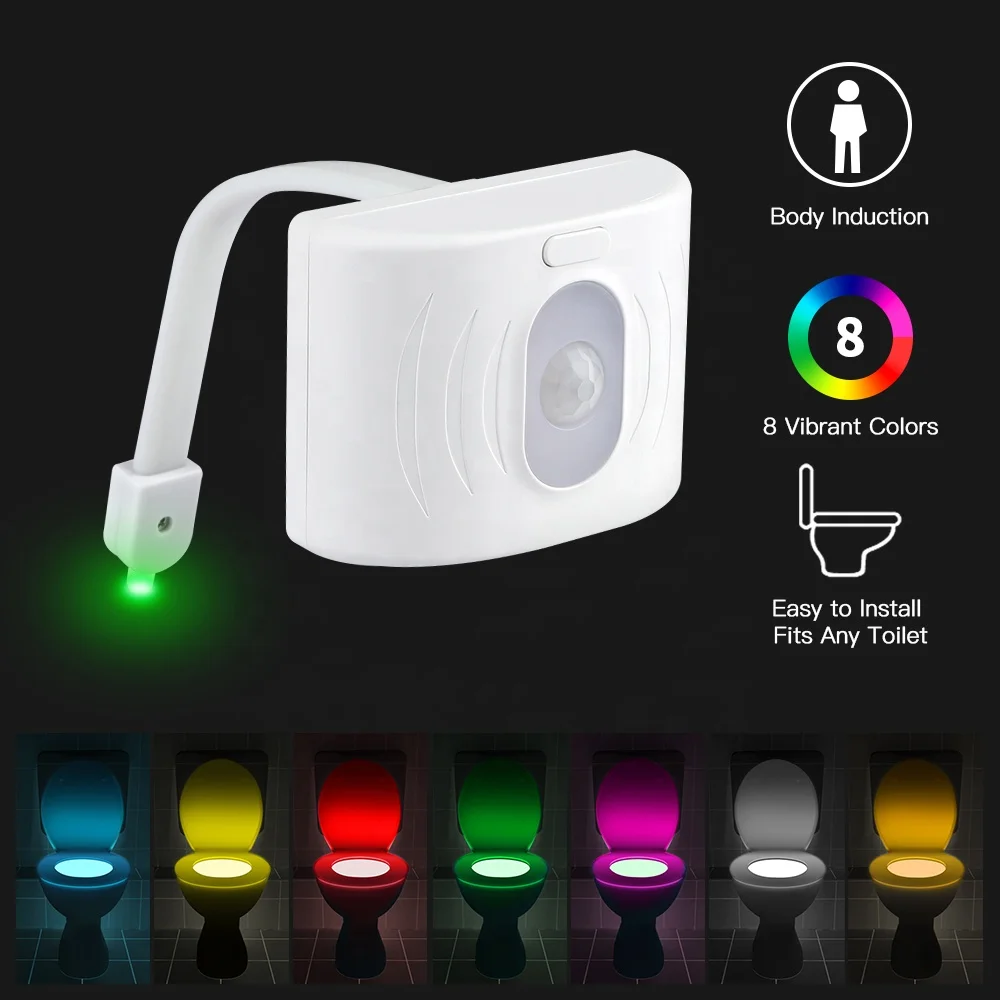 Smart PIR Motion Sensor Toilet Seat Night Light 8 Colors