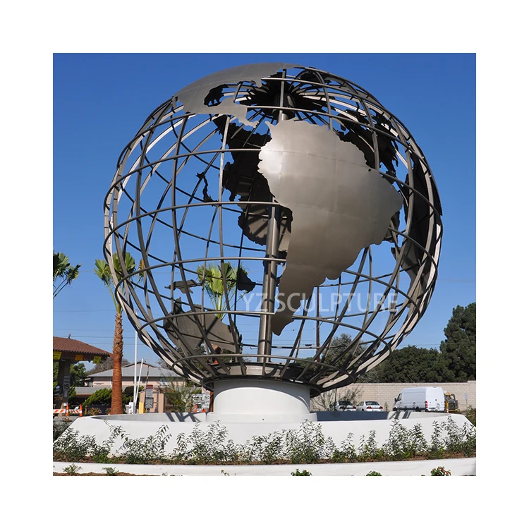 Outdoor Earth Big Globe World Map Stainless Steel Sculpture Large Outdoor Metal Stainless Steel