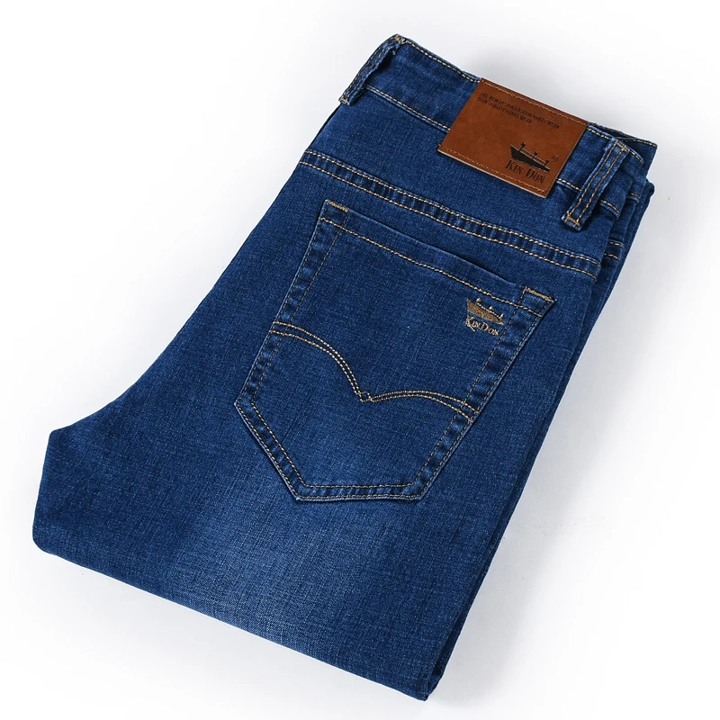 Men Light Blue Stretch Jeans Business 