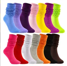 Wholesale Soft Girls Knee High Scrunch Socks Long Colorful Mixed Knit Slouch Socks for Women