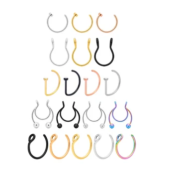 Wholesale 50pcs G23 ASTM F136 Titanium piercing hook shape nose ring labret piercing punk style Body Piercing Jewelry