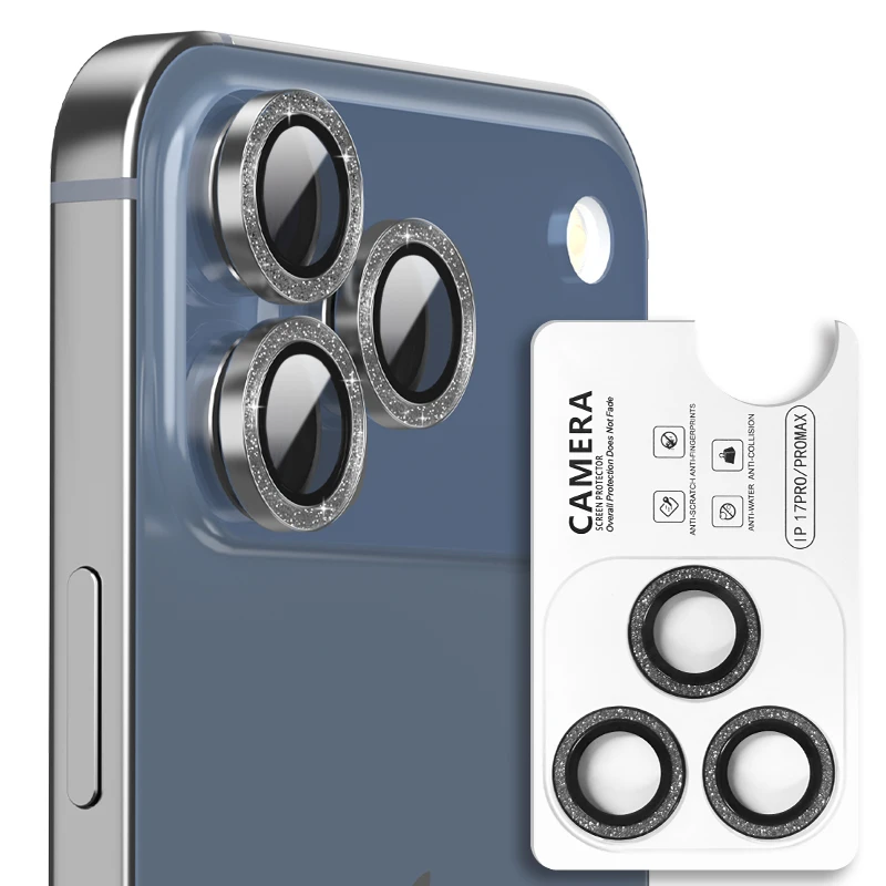 Tukku Glitter Diamond -kameranlinssinsuojus 9H HD PVD karkaistu lasinäyttösuojus iPhone 17 -puheluun