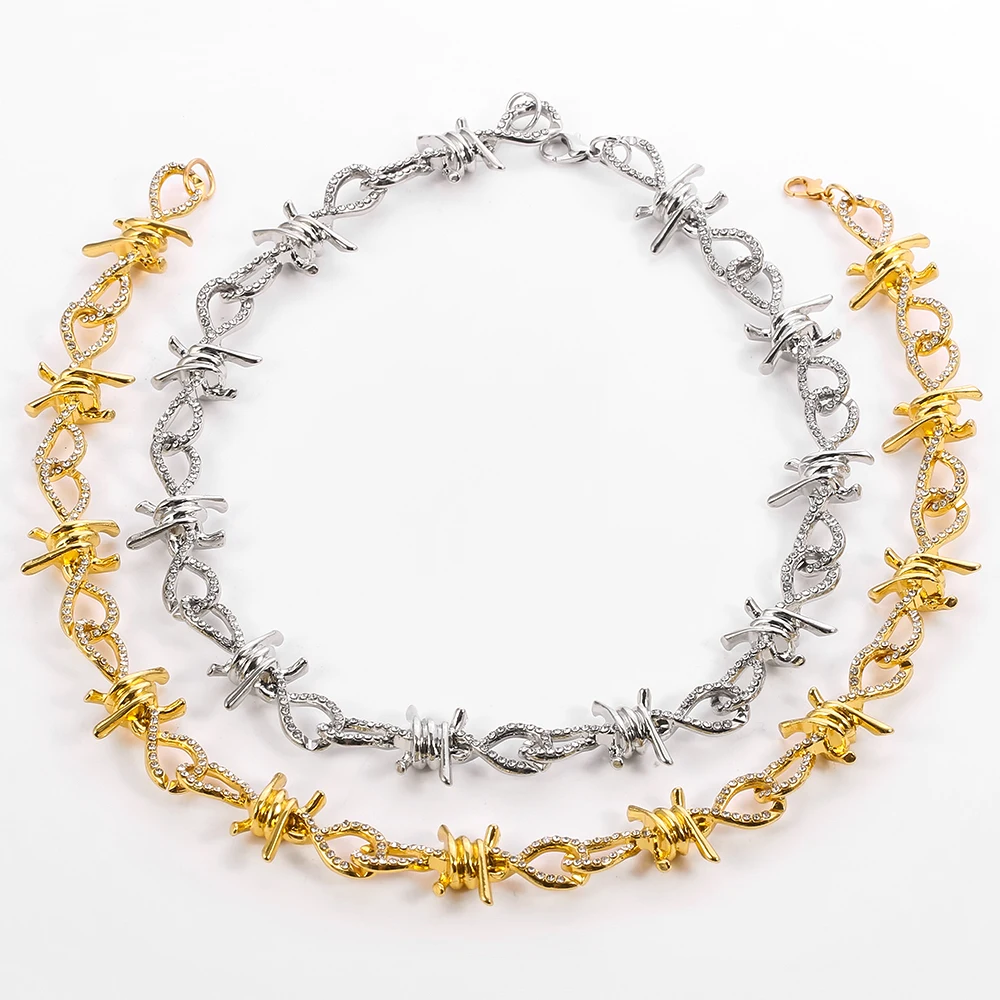2020 Barbed Wire Necklace Punk Hip Hop 