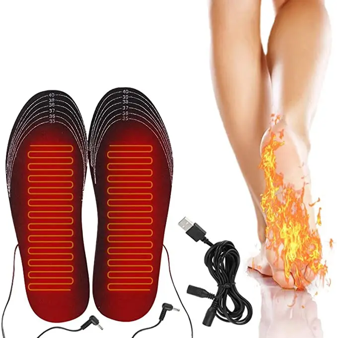 USB Charge Electric Feet Heated Shoe Boot Insoles Inserts Sock Snow Foot Warm 5X 